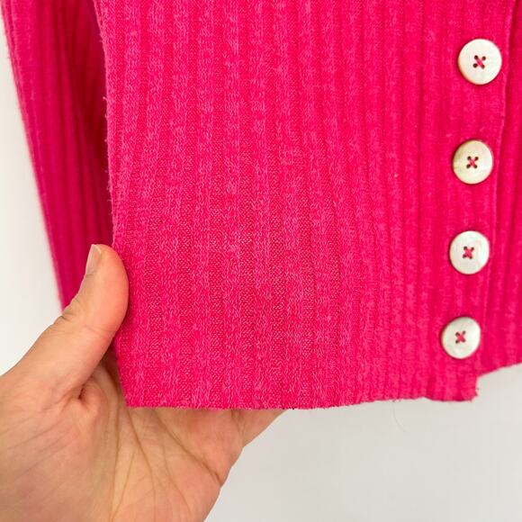 Aritzia Wilfred Cropped Ribbed Long Sleeve Halo Cardigan Sweater Size S Pink - Picture 4 of 6